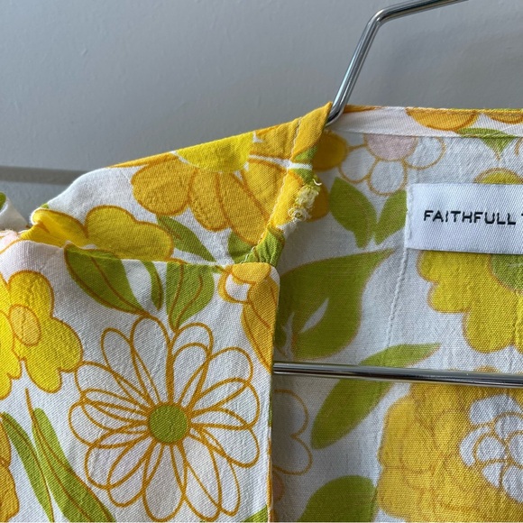 Faithfull the brand yellow floral bisset wrap top jolene cropped boho small - Picture 9 of 9